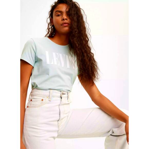 Levis 90's Serif Logo Graphic Tee Shirt Baby Blue Size 2X - Picture 1 of 14